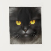 Grappig Angry Fluffy Black Perzische Kitty Cat Fac Wandkleed (Voorkant)