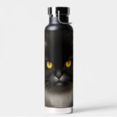 Grappig Angry Fluffy Black Perzische Kitty Cat Fac Waterfles (Links)