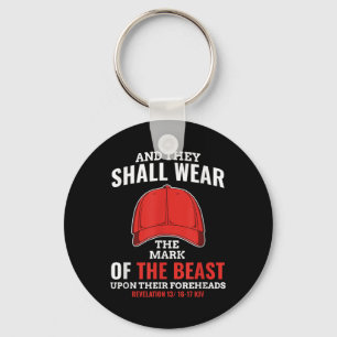 Grappig anti Trump Mark van het Beast Red Pet Sleutelhanger