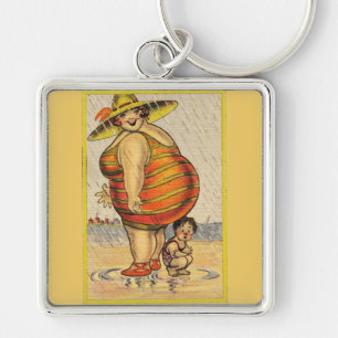 Grappig Antiek Koppel op Strand Bijzonderheid Sleutelhanger