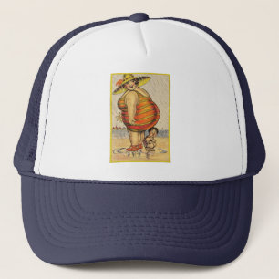 Grappig Antiek Koppel op Strand Bijzonderheid Trucker Pet
