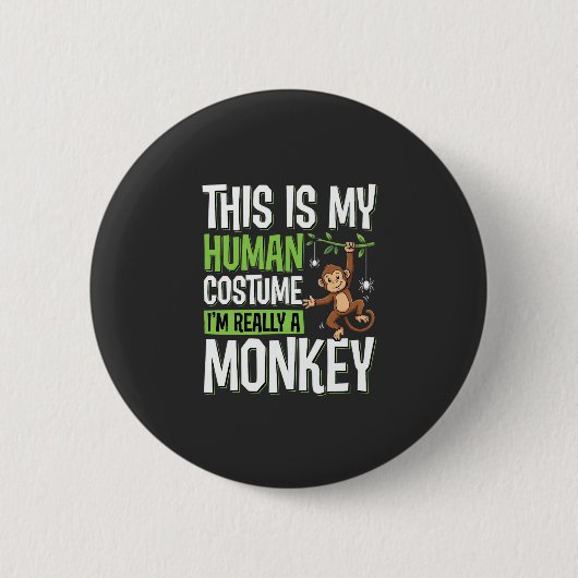 Grappig Apenkostuum Halloween Vector Ronde Button 5,7 Cm (Voorkant)
