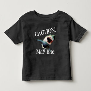 Grappig "Attentie! May Bite" met Scary Shark Kinder Shirts