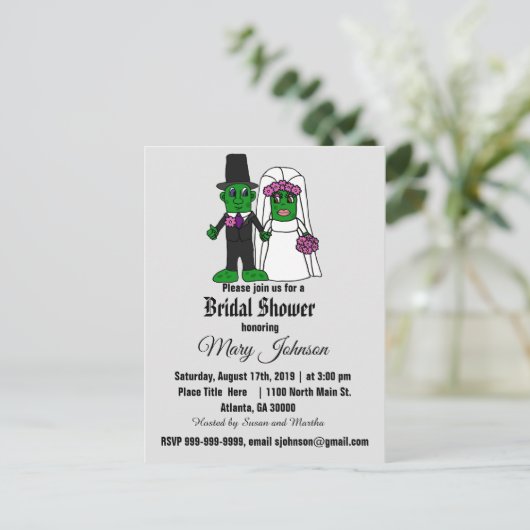 Grappig augurk bruid en bruidegom Vrijgezellenfees Uitnodiging Briefkaart (Staand voorkant)