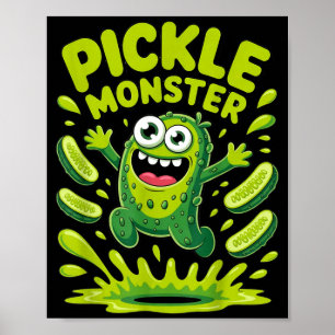 Grappig augurk monster cartoon ontwerp poster