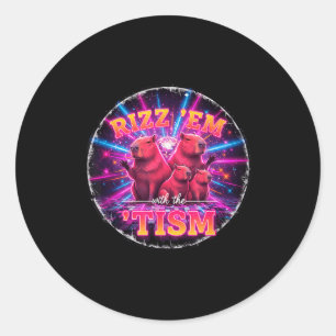 Grappig Autisme Rizz Em Met De Tism Capybara Meme  Ronde Sticker