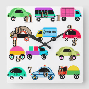 Grappig auto vierkante klok
