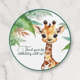 Grappig Baby shower Oerwoud met Giraffe Bedankjes Labels