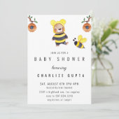 Grappig Baby shower Teddy Bear Honey Bee Invitatio Kaart (Staand voorkant)
