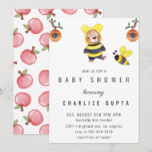 Grappig Baby shower Teddy Bear Honey Bee Invitatio Kaart (Voorkant / Achterkant)