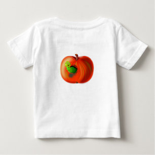 Grappig Baby T-shirt met Happy Worm in rode appel