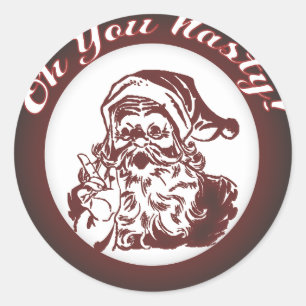 Grappig Bad Santa Retro Christmas Ronde Sticker