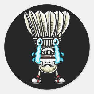 Grappig Badminton Shuttle Speler Ontwerp Mannen Vr Ronde Sticker