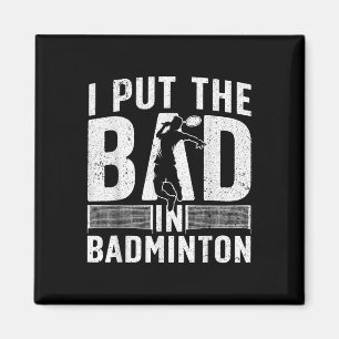 Grappig badmintonontwerp voor mannen vrouwen kinde magneet