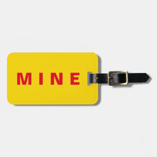 Grappig bagagelabel met daarop "Mijne" geschreven (Voorkant horizontaal)
