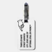 Grappig bagagelabel voor de overpacker (Achterkant verticaal)