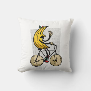 Grappig Banaan Biker Cartoon Ontwerp Kussen