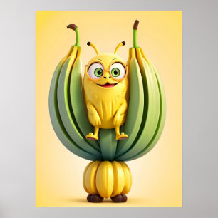 Grappig banaan karakter poster