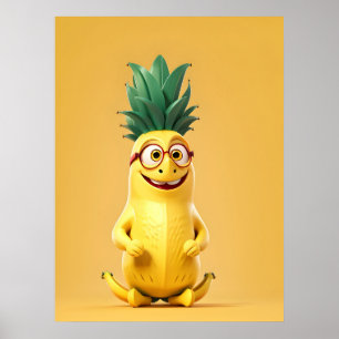 Grappig banaan karakter poster