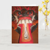 Grappig Bang Vreemde Tong Halloween Masker Kaart (Gele Bloem)