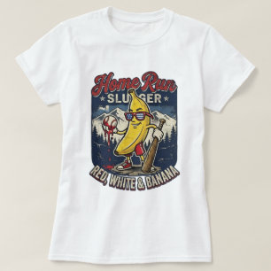 Grappig Baseball Banaan T-Shirt Vintage Patriottis