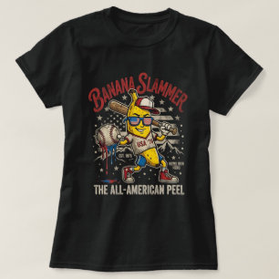 Grappig Baseball Banaan T-Shirt Vintage Patriottis