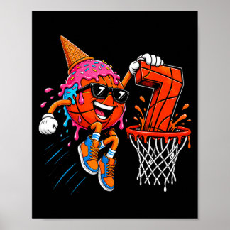 Grappig basketbal ijs nummer 7 dunk voor kinderen poster