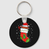 Grappig Basketbal in Kerst Sokken Santa Lights X Sleutelhanger (Voorkant)