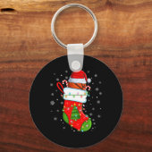 Grappig Basketbal in Kerst Sokken Santa Lights X Sleutelhanger (Voorkant)