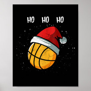 Grappig Basketbal Kerstman Hoed Basketbal Pl Poster