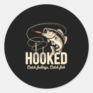 Grappig basvisser ontwerp met haakvisserij thema ronde sticker