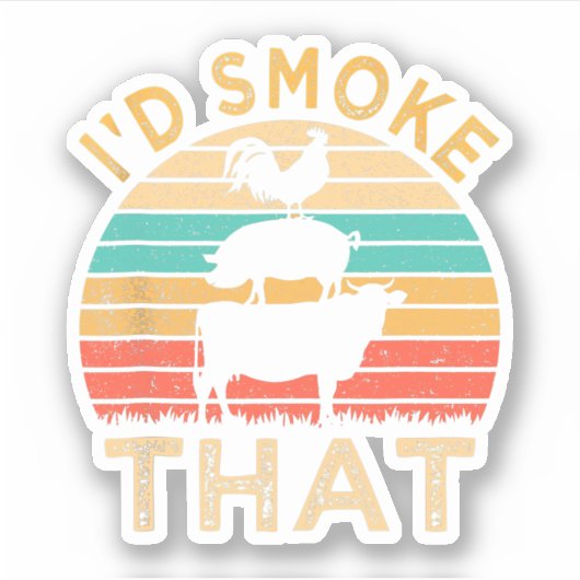 Grappig Bbq dat ik die Barbeque Retro Grilling zou Sticker (Voorkant)