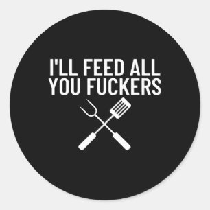 Grappig Bbq Geschenk Voor Papa's Ik Voed Allemaal Ronde Sticker