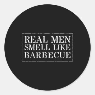 Grappig Bbq Grillen Cadeau T Shirt Echte Mannen Ru Ronde Sticker