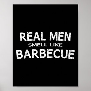 Grappig BBQ Grilling Gift Shirt Echte Mannen ruike Poster
