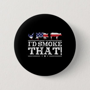 Grappig BBQ Shirt ID rook dat vlees pitmaster gril Ronde Button 5,7 Cm