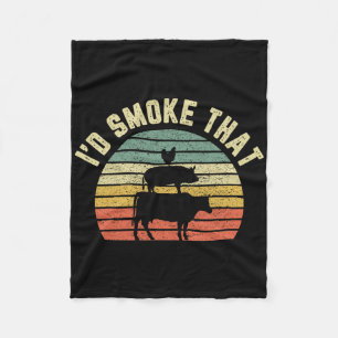 Grappig Bbq-shirt I'd Smoke That Retro Barbecue Gr Fleece Deken