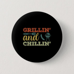 Grappig Bbq-shirt voor mannen Vintage Grillin And Ronde Button 5,7 Cm