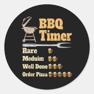 Grappig BBQ Timer Grillen Ronde Sticker