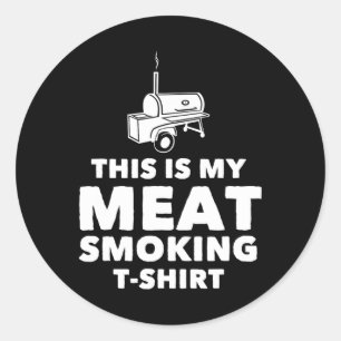 Grappig Bbq Vlees Roken Ontwerp Ronde Sticker
