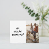 Grappig Be My Groomsman Brush Script Foto Briefkaart (Staand voorkant)