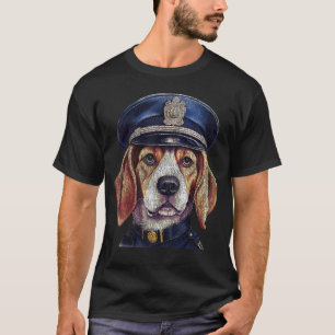 Grappig Beagle Portret in Politie Pet voor Hondenl T-shirt