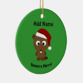 Grappig Beaver-y Merry! Santa Beaver Keramisch Ornament (Rechts)