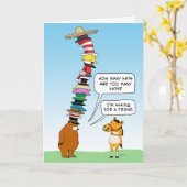 Grappig Beer dat veel Petten van de geboorte draag Kaart (Gele Bloem)