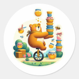Grappig beer met bij ronde sticker