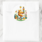 Grappig beer met bij ronde sticker (Tas)