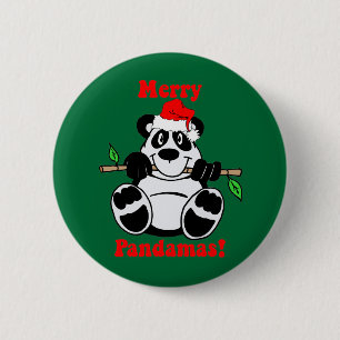 Grappig Beer met Kerstmis Panda Ronde Button 5,7 Cm