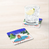 Grappig beer op winterse schaatsen kartonnen onderzetters (Insitu)