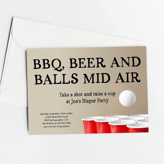 Grappig Beer Pong BBQ Luierfeest Kaart