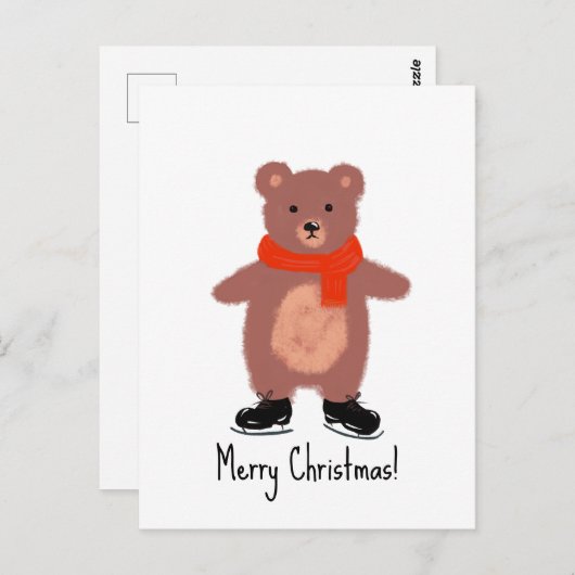 Grappig beer schaatsen briefkaart (Voorkant / Achterkant)